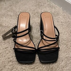 A New Day Black Strappy Heels